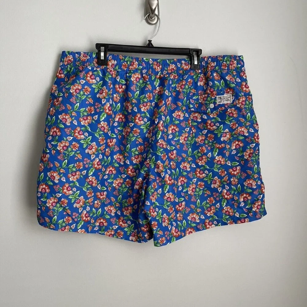 New POLO Ralph Lauren Multicolor Floral Tie Waist Men Swim Trunks